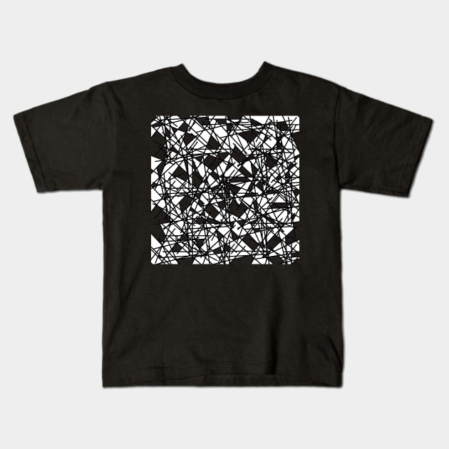 Black and White 80s Memphis Shards Abstract Postmodern Pattern Kids T-Shirt by BillingtonPix
